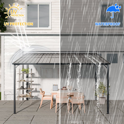 Outdoor 12X8 Galvanized Steel Pergola and Canopy