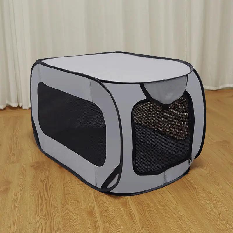 Small/medium dog portable pet car cage by FLIPSTYLEZLLC, gray with mesh panels on Tampa Home & Garden Store