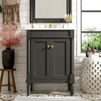 Bathroom Vanity with Top Sink and Dual Storage