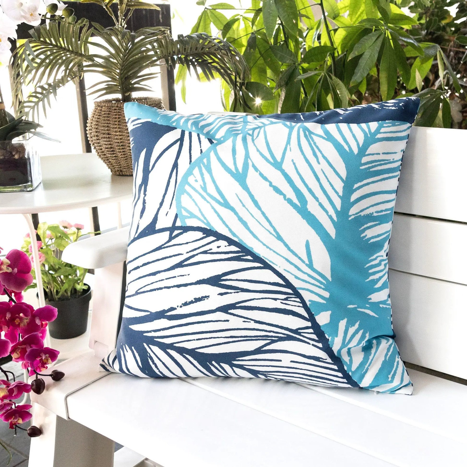 Leaf Vein Outdoor & Indoor Pillow Indigo navy leaf-vein print by Unique Piece Furniture on Tampa Home & Garden Store