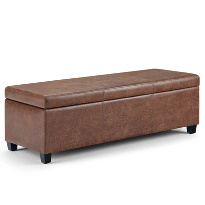 Avalon multifunctional storage ottoman bench in brown leather upholstery on Tampa Home & Garden Store