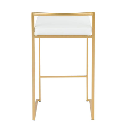 Fuji Contemporary Glam Counter Stool set of 2 with white cushion and gold frame on Tampa Home & Garden Store