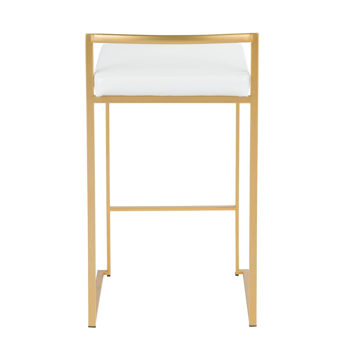 Fuji Contemporary Glam Counter Stool set of 2 white cushion, gold frame HouseOfZazla on Tampa Home & Garden Store