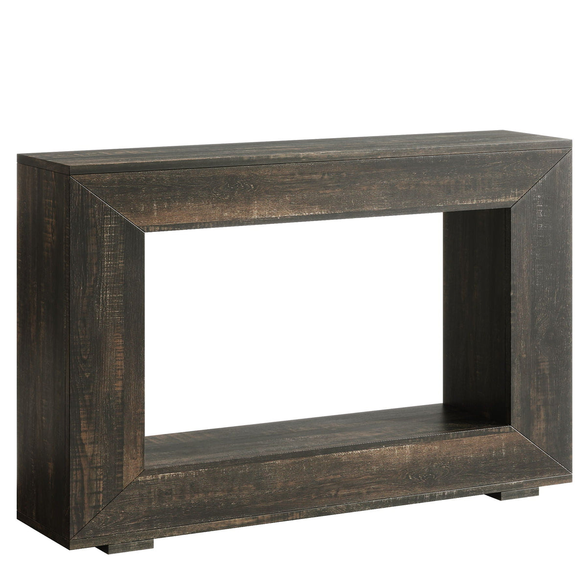 Narrow entryway storage console table with open shelf in dark brown wood by HouseOfZazla on Tampa Home & Garden Store