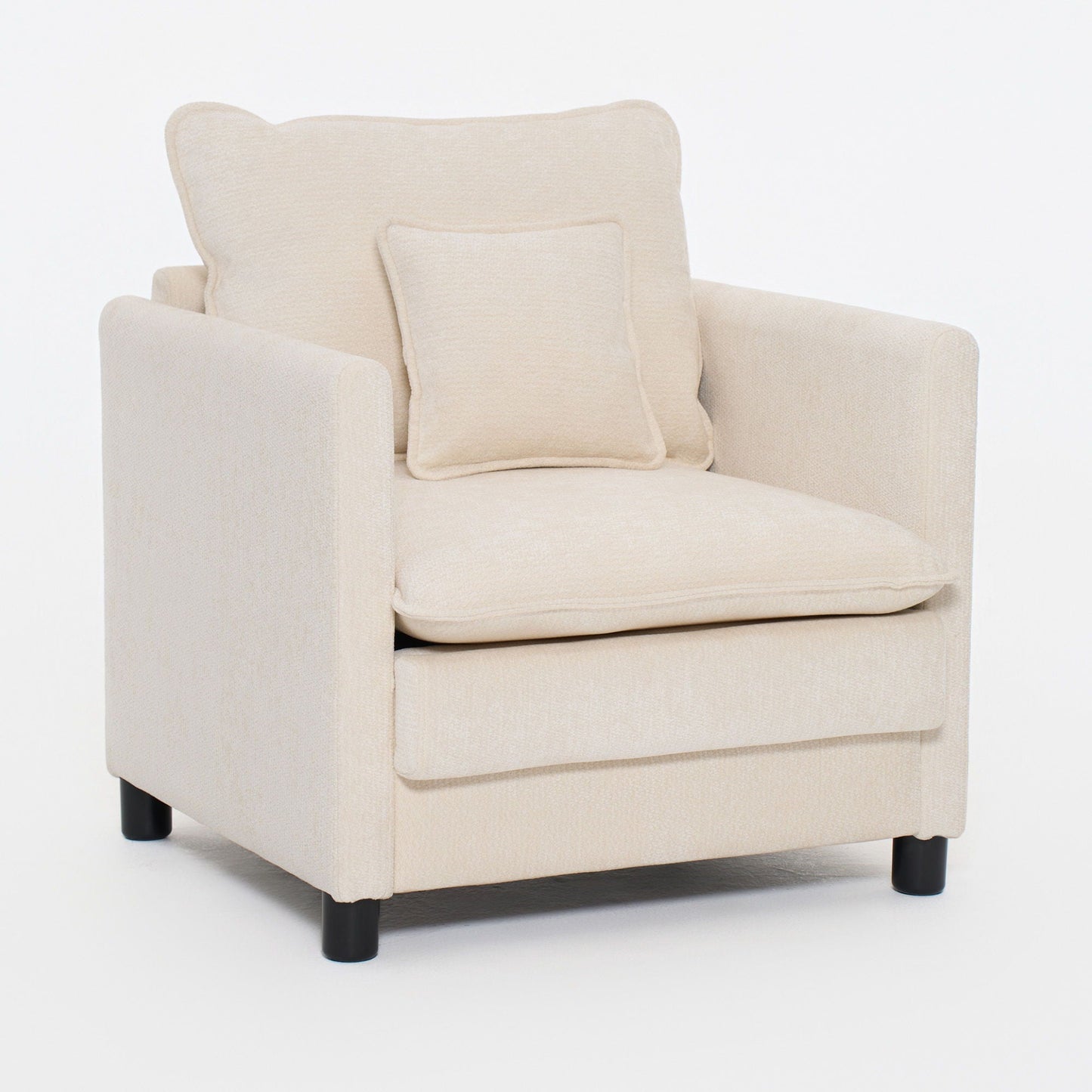 Modern Reading Armchair beige textured fabric with matching cushions by HouseOfZazla armchairs on Tampa Home & Garden Store