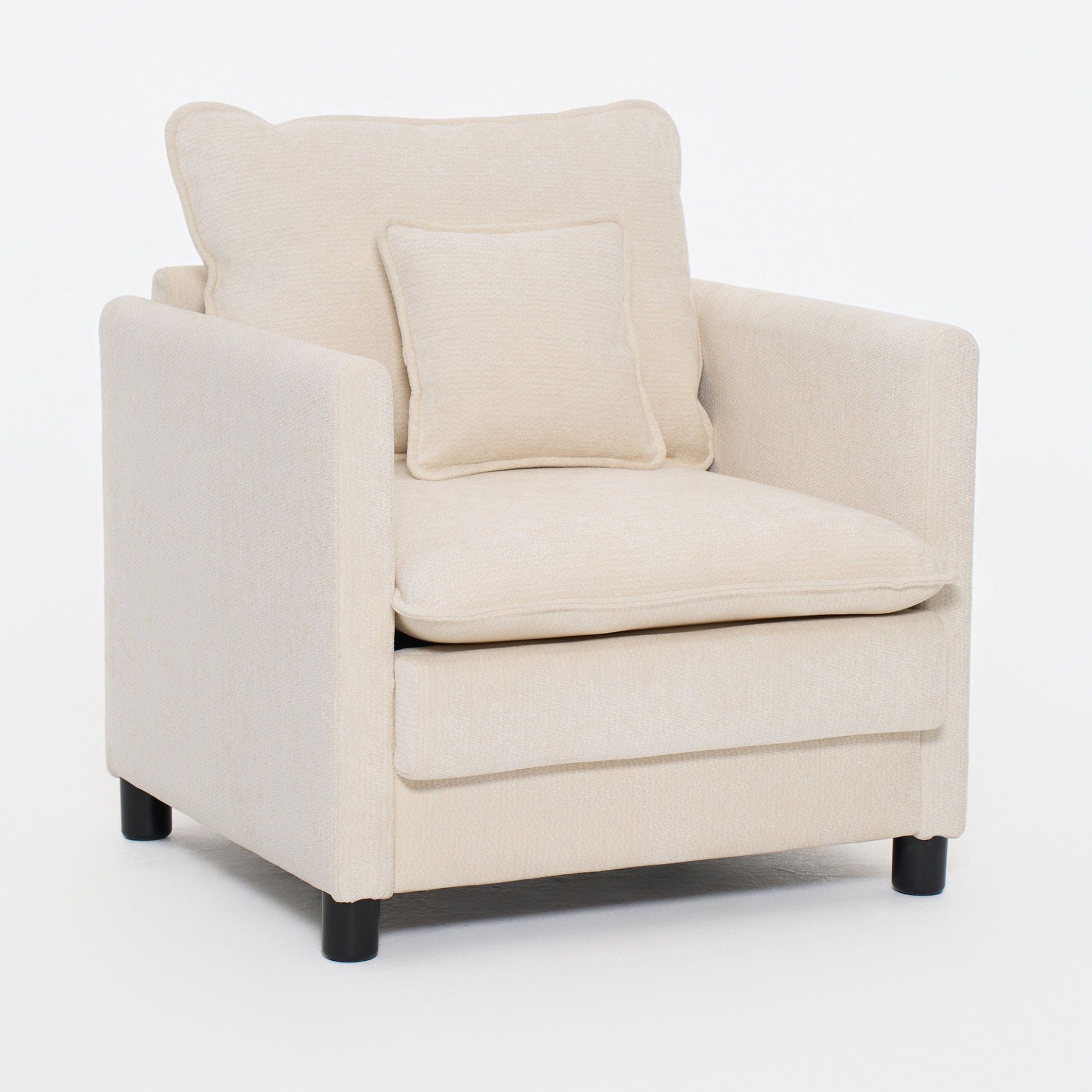 Modern Reading Armchair beige textured fabric with matching cushions by HouseOfZazla armchairs on Tampa Home & Garden Store
