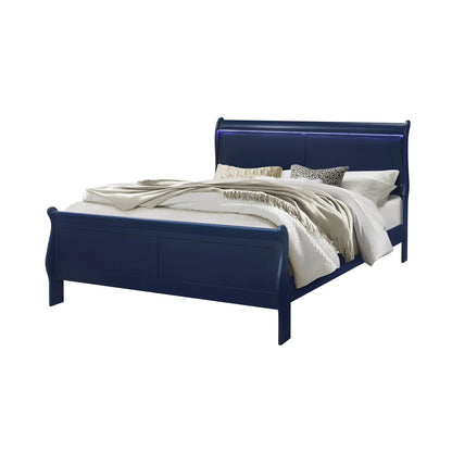 Charlston Bed with LED Lighting, Sleigh Style