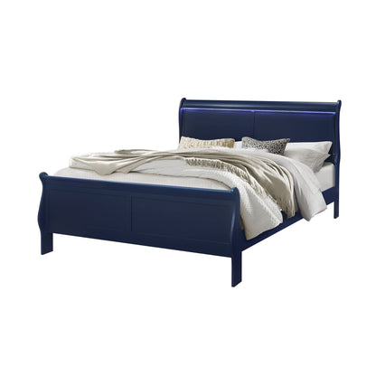 Charlston Bed With LED, blue sleigh bed frame by HouseOfZazla on Tampa Home & Garden Store