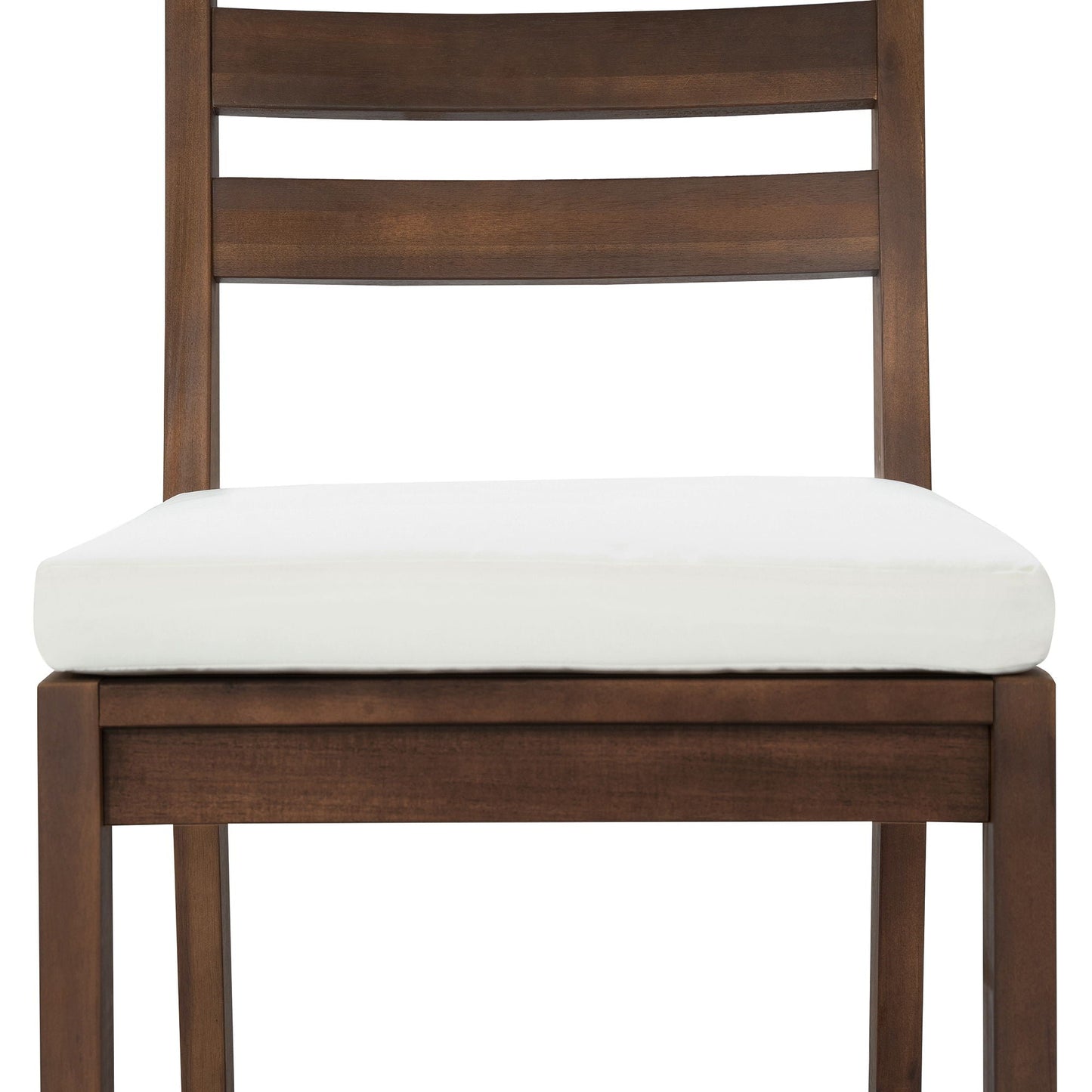 Patio bar set with ergonomic chairs in dark brown wood and white cushions by HouseOfZazla on Tampa Home & Garden Store
