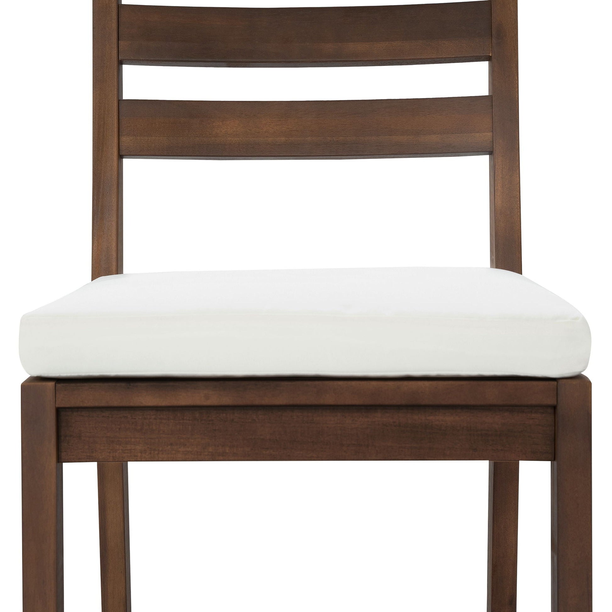 Patio bar set with ergonomic chairs in dark brown wood and white cushions by HouseOfZazla on Tampa Home & Garden Store