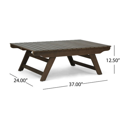 Outdoor Acacia Wood Coffee Table With Open Slat Design in dark brown on Tampa Home & Garden Store
