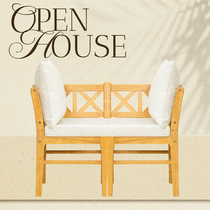 Farmhouse corner chairs set of 2 with handwoven rattan backs and solid wood legs Natural/White on Tampa Home & Garden Store