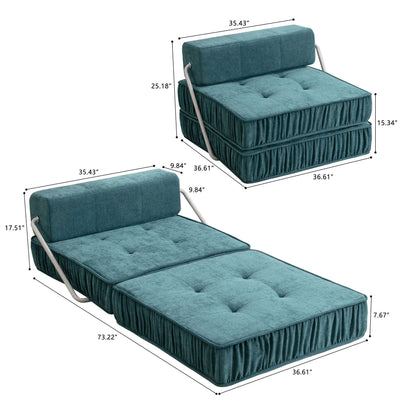 Folding sofa with removable back cushion futon sleeper chair in teal by Unique Piece Furniture on Tampa Home & Garden Store