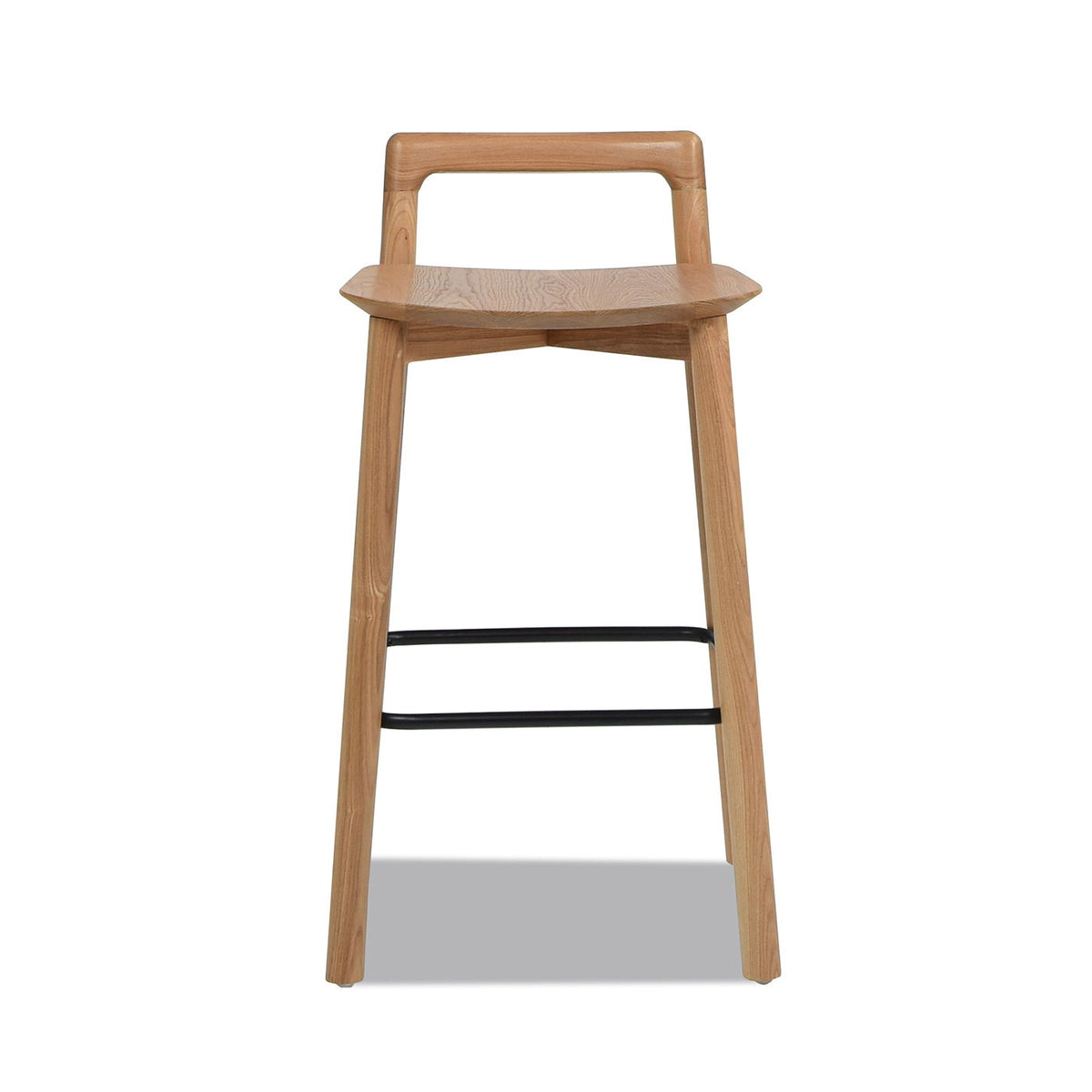 Modern Minimalist Low Back Counter Stool in natural blonde ash with ergonomic curved seat on Tampa Home & Garden Store