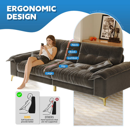 Modern 4 Seater Cloud Sofa and Chenille Frame