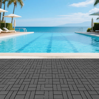 Set of 44 Plastic Interlocking Decking Tiles