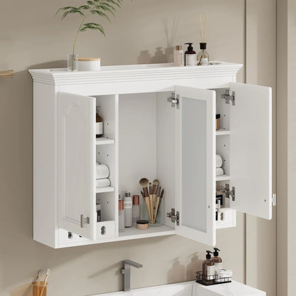 Medicine cabinet wall mount with adjustable shelves and soft closing hinges, white finish on Tampa Home & Garden Store