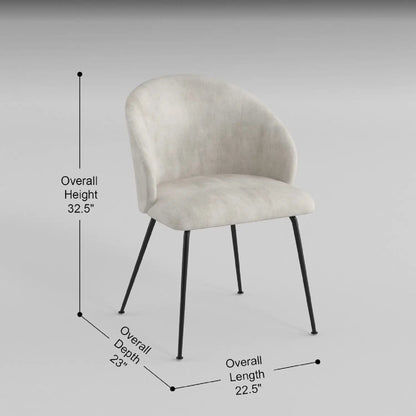 Velvet Side Chairs Set With Metal Legs Beige