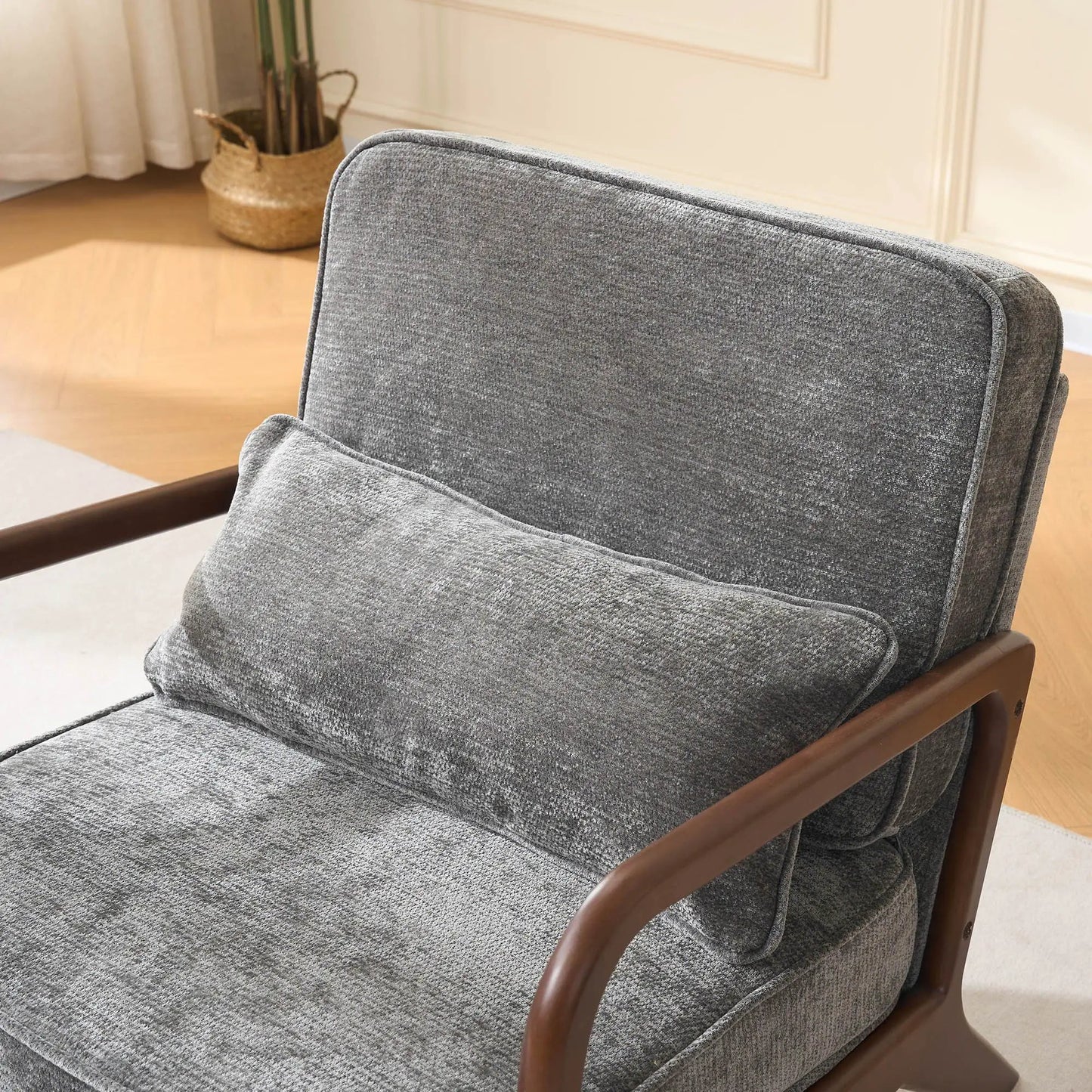 Upholstered Living Room Chair With Lumbar Cushion