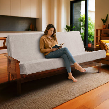 Memory Foam Infused Futon Mattress Full XL sofa bed in light gray fabric by HouseOfZazla on Tampa Home & Garden Store
