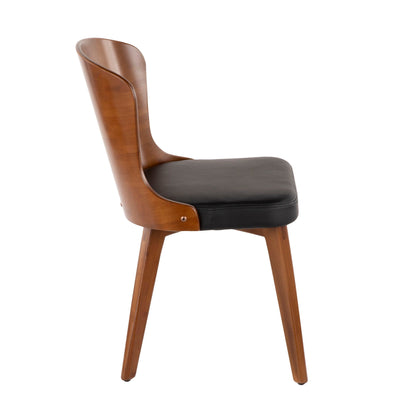 Mid-Century Side Chair kids' chair with walnut wood frame and black faux leather cushion on Tampa Home & Garden Store