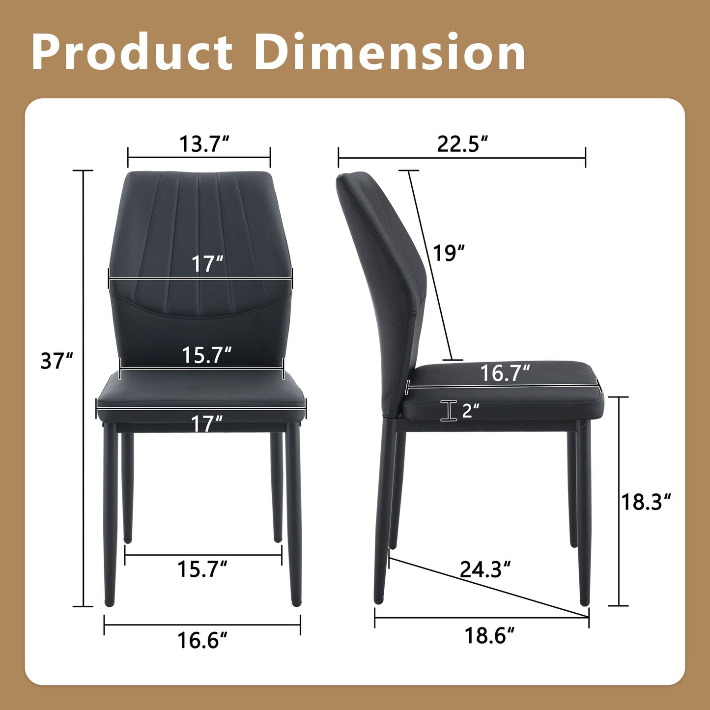 HouseOfZazla dining chair set with shell pattern, black faux leather upholstery, two chairs on Tampa Home & Garden Store