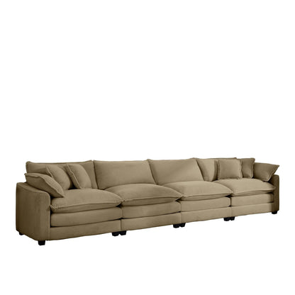 Modern Upholstered 4 Seater Sofa With Pillows