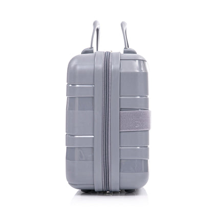 HouseOfZazla 4-Piece PP Spinner Wheel Luggage Set light gray, top carry handle and zipper detail on Tampa Home & Garden Store