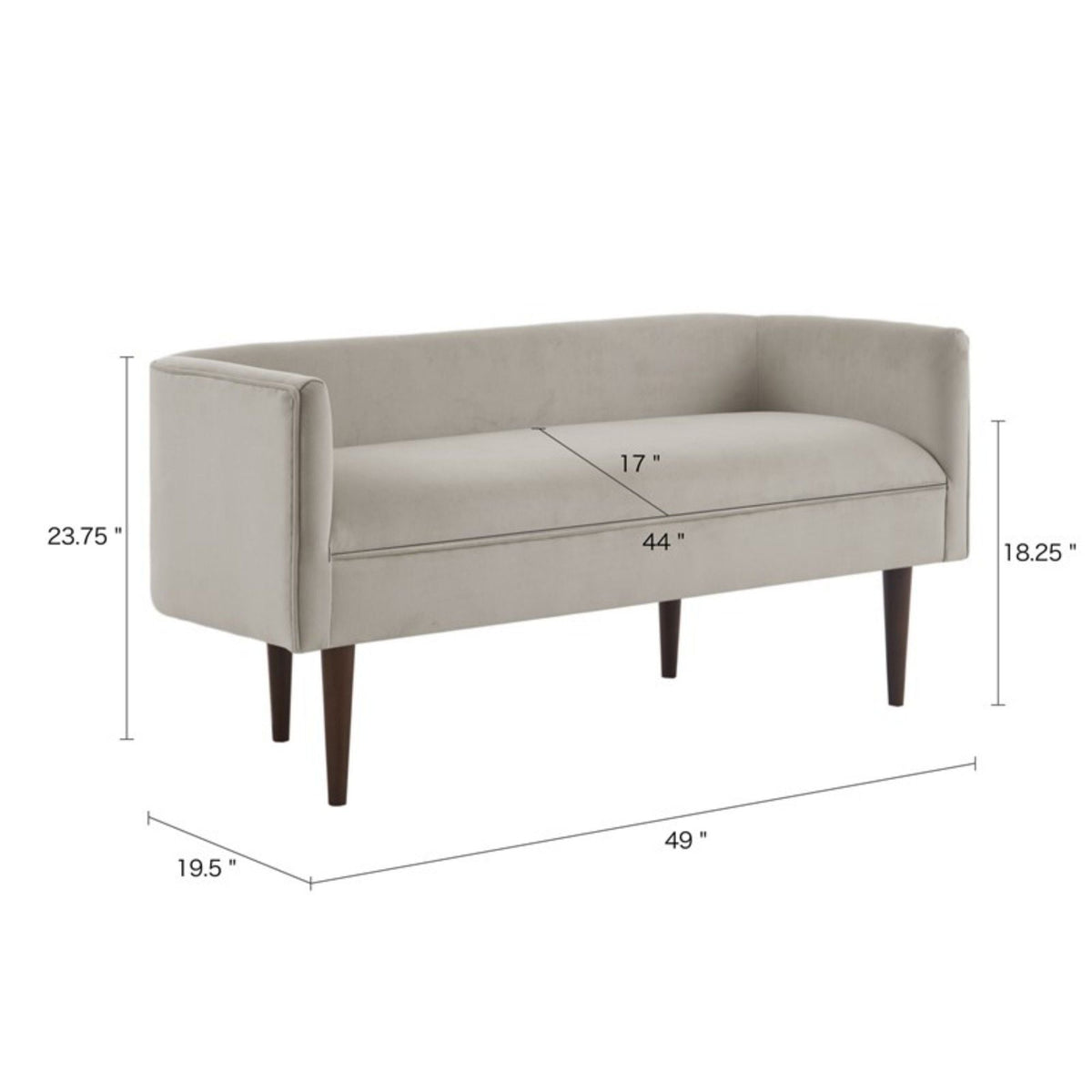Cream accent bench with low back and sides, upholstered, solid wood legs HouseOfZazla on Tampa Home & Garden Store