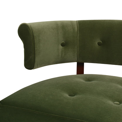 HouseOfZazla Jared roll-arm tufted bench settee in green velvet with wood leg on Tampa Home & Garden Store