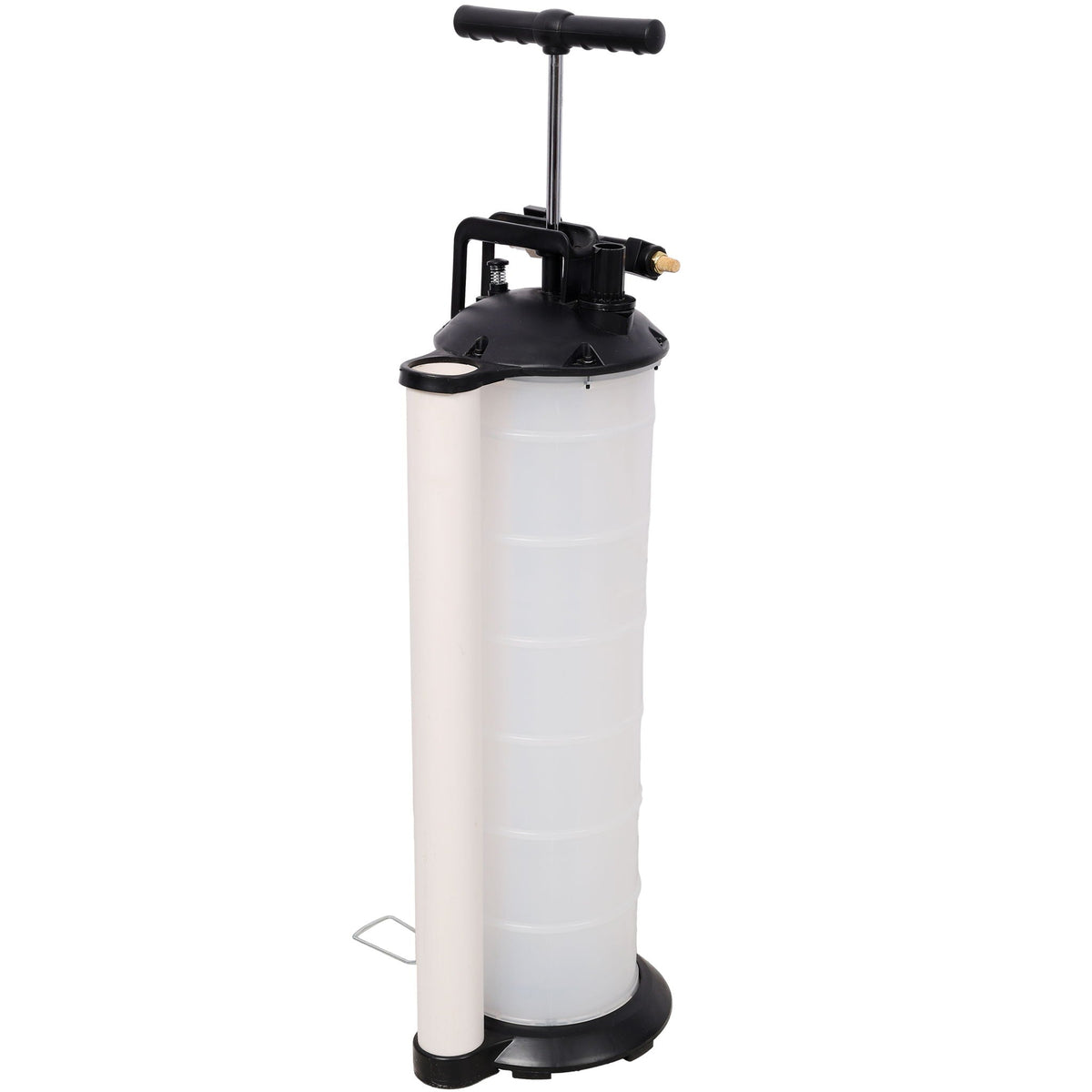 Pneumatic manual oil extractor pump, HouseOfZazla, white reservoir with black top and handle on Tampa Home & Garden Store