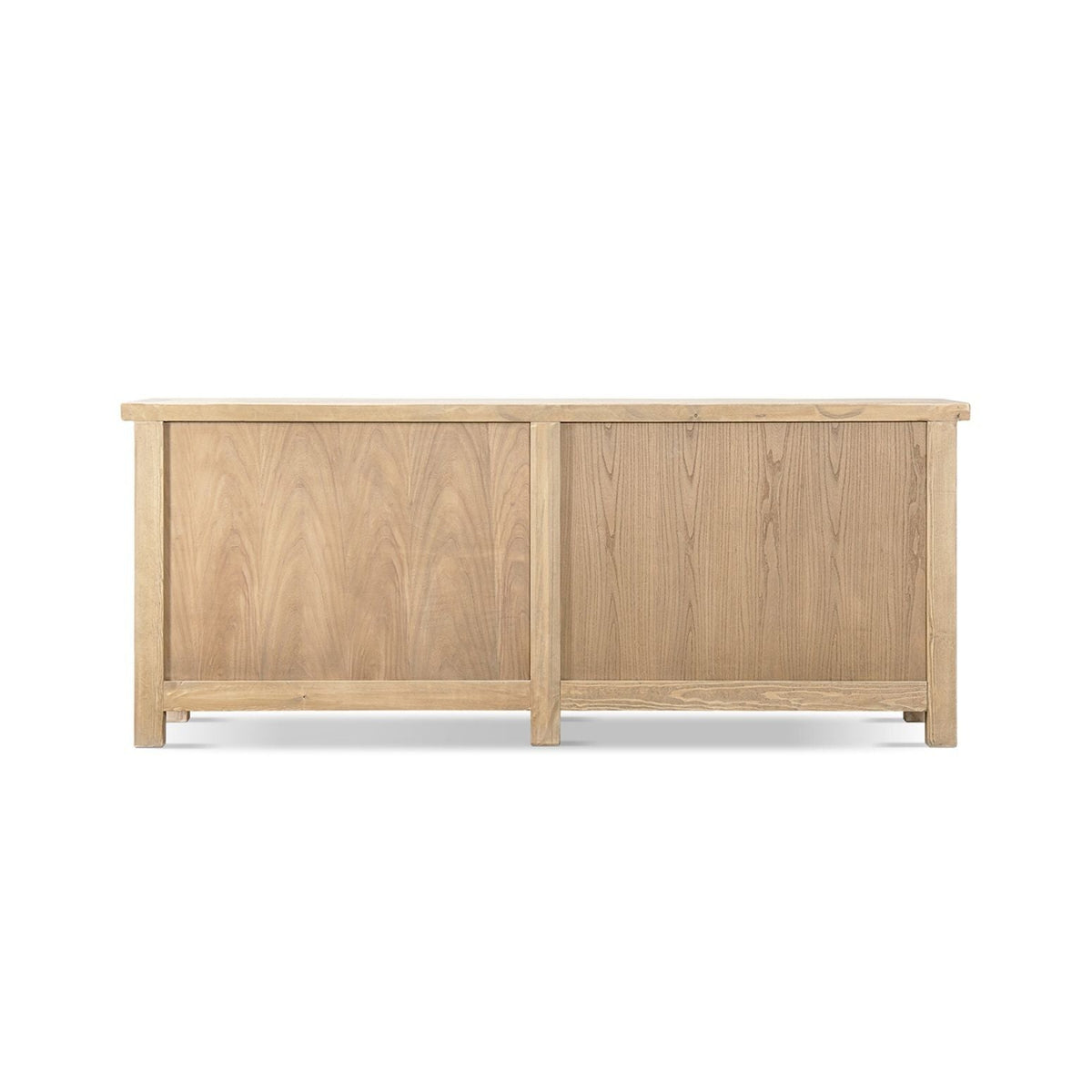 Natural wood 4-door sideboard cabinet with paneled doors and simple frame on Tampa Home & Garden Store