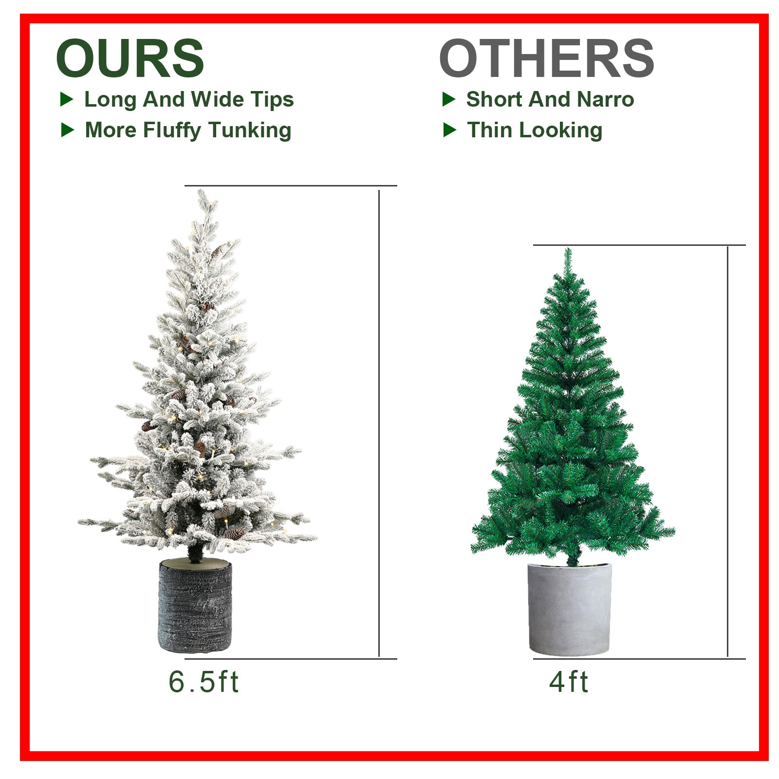 4.5ft flocked Christmas tree with pot base and LED lights by HouseOfZazla on Tampa Home & Garden Store