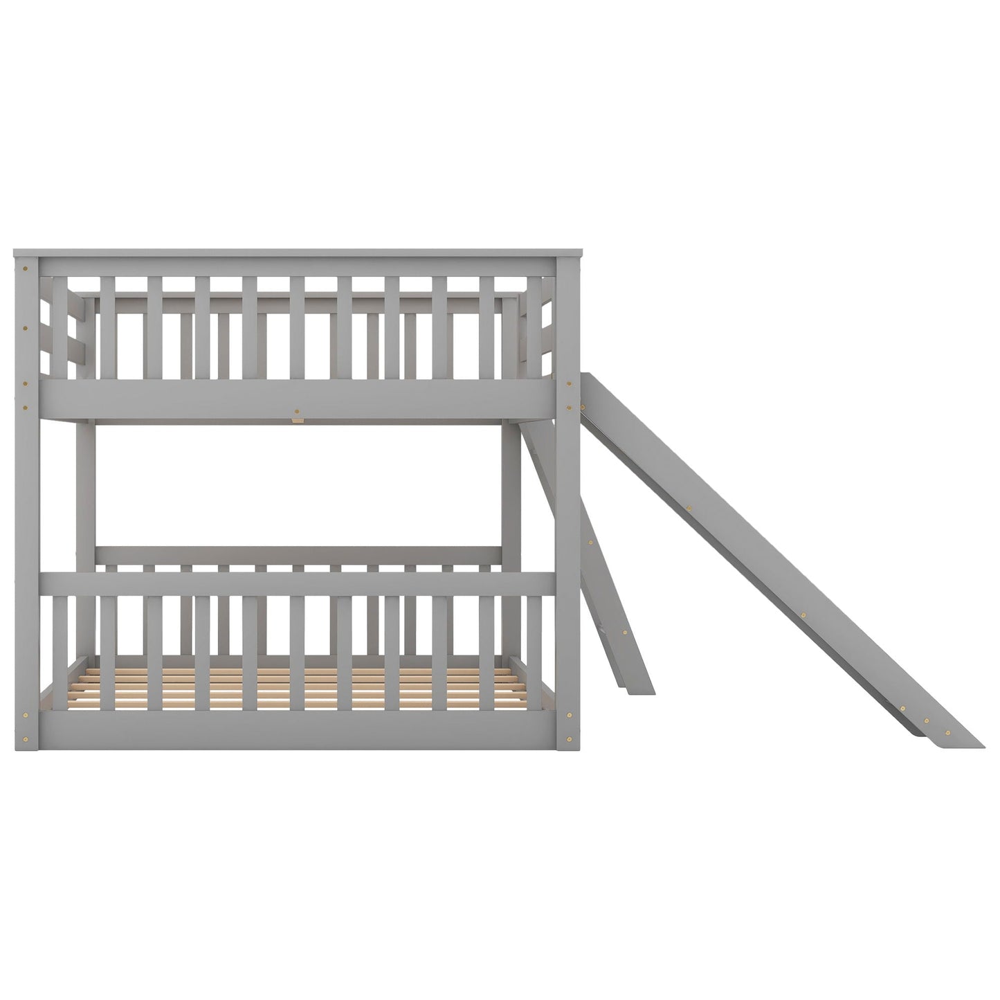 Bunk bed with built-in slide and ladder, gray wood finish HouseOfZazla on Tampa Home & Garden Store