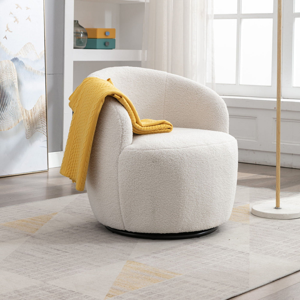 Teddy Fabric and Swivel Barrel Accent Chair