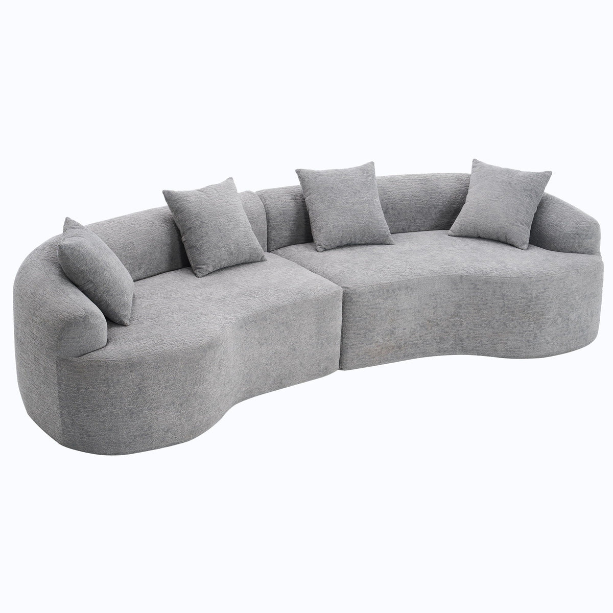 4 Seater fabric sofa gray upholstery with 4 cushions by HouseOfZazla stationary sectional on Tampa Home & Garden Store