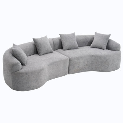 4 Seater fabric sofa gray upholstery with 4 cushions by HouseOfZazla stationary sectional on Tampa Home & Garden Store