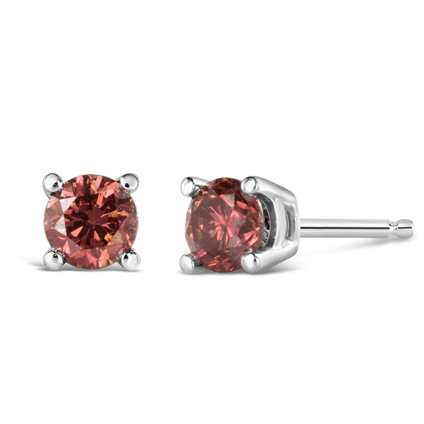 Bids.com 14K white gold pink diamond stud earrings pair, lab-grown, 1.0 cttw, round, 4-prong on Tampa Home & Garden Store