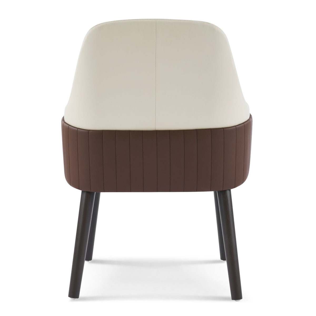 Indoor dining chair set of 2 beige brown upholstery, back view with seam and dark legs on Tampa Home & Garden Store