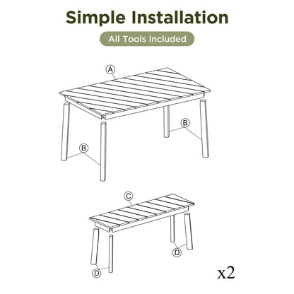 Acacia Wood Table Bench Set for Outdoor Patio