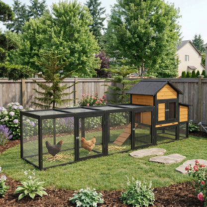 Large Outdoor Solid Wood Chicken Coop and Run