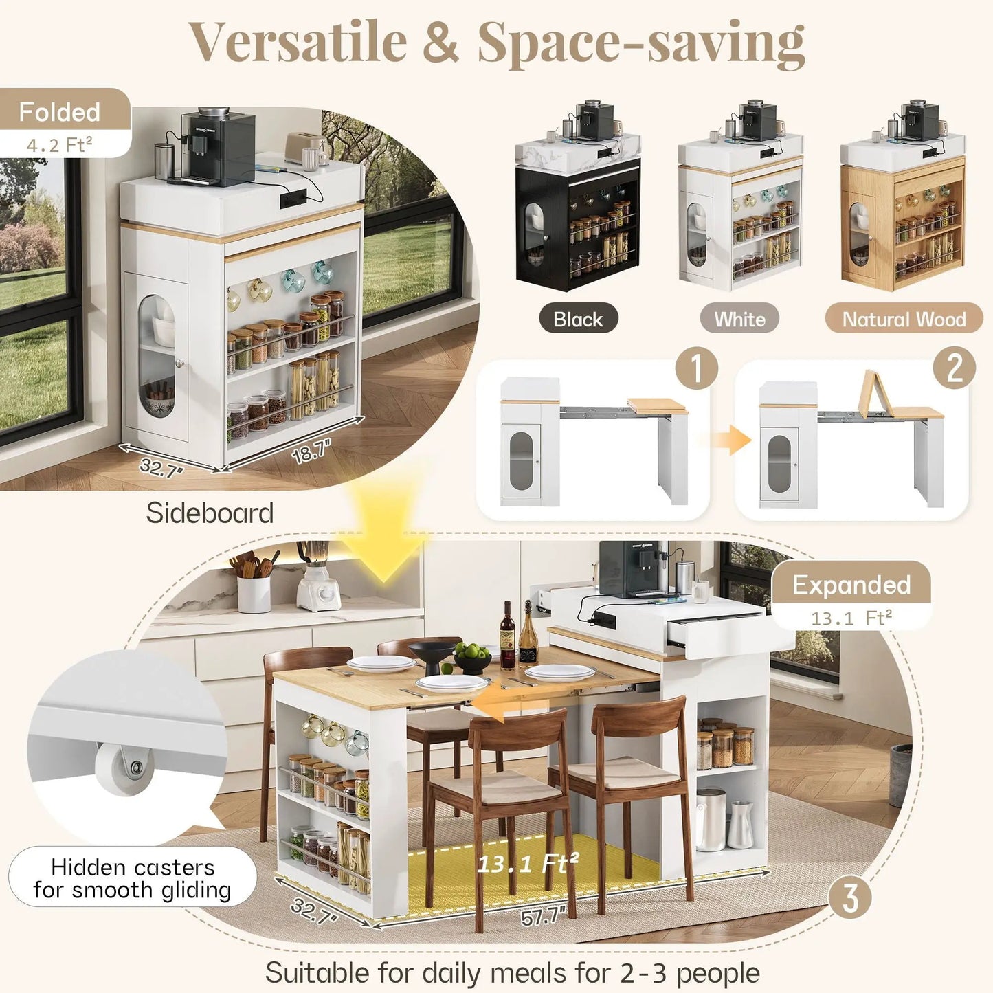 Extendable Dining Table With Folding Top