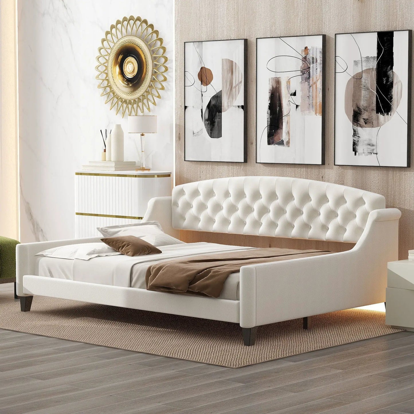 Modern Tufted Button Daybed in white upholstery by Unique Piece Furniture on Tampa Home & Garden Store