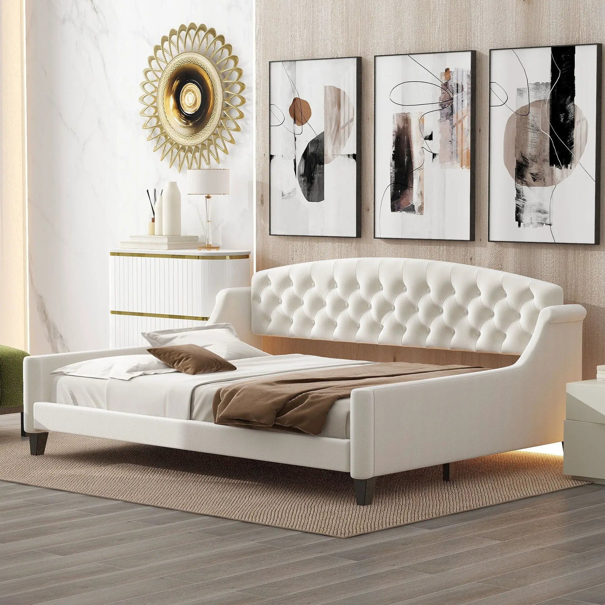Modern Tufted Button Daybed in white upholstery by Unique Piece Furniture on Tampa Home & Garden Store