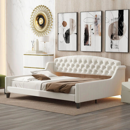 Modern Tufted Button Daybed in white upholstery by Unique Piece Furniture on Tampa Home & Garden Store