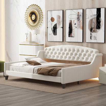 Modern Tufted Button Daybed in white upholstery with button tufting by HouseOfZazla on Tampa Home & Garden Store
