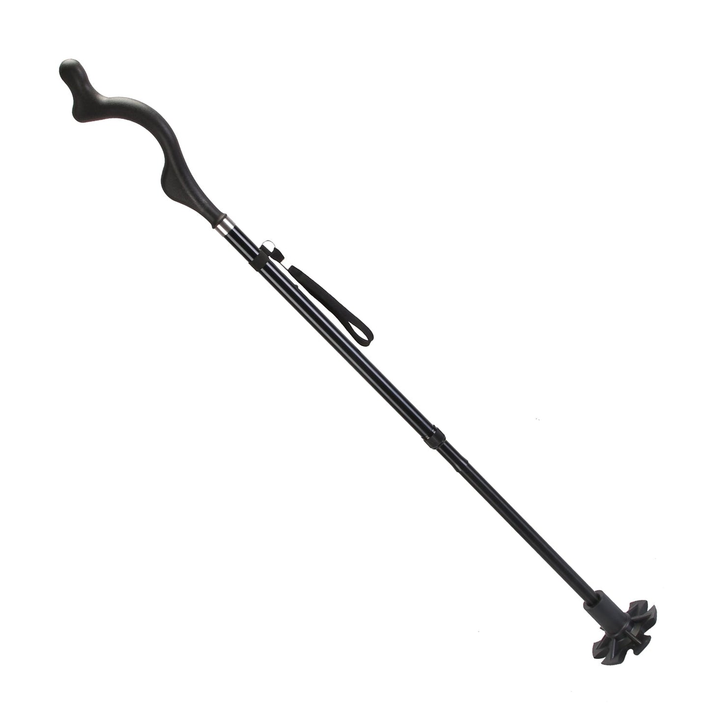 Posture walking cane GemGear black curved handle, collapsible shaft, adjustable height on Tampa Home & Garden Store