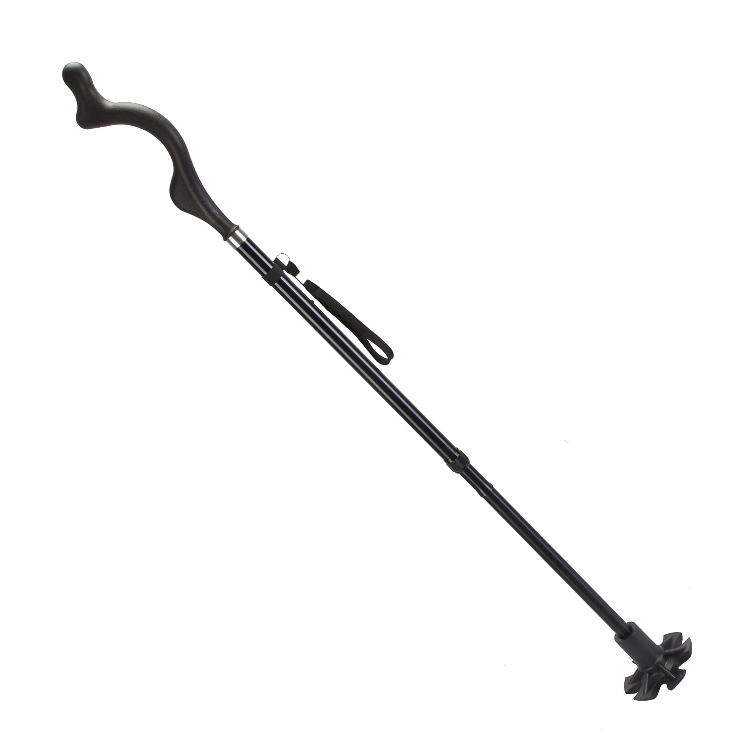 Posture walking cane GemGear black curved handle, collapsible shaft, adjustable height on Tampa Home & Garden Store