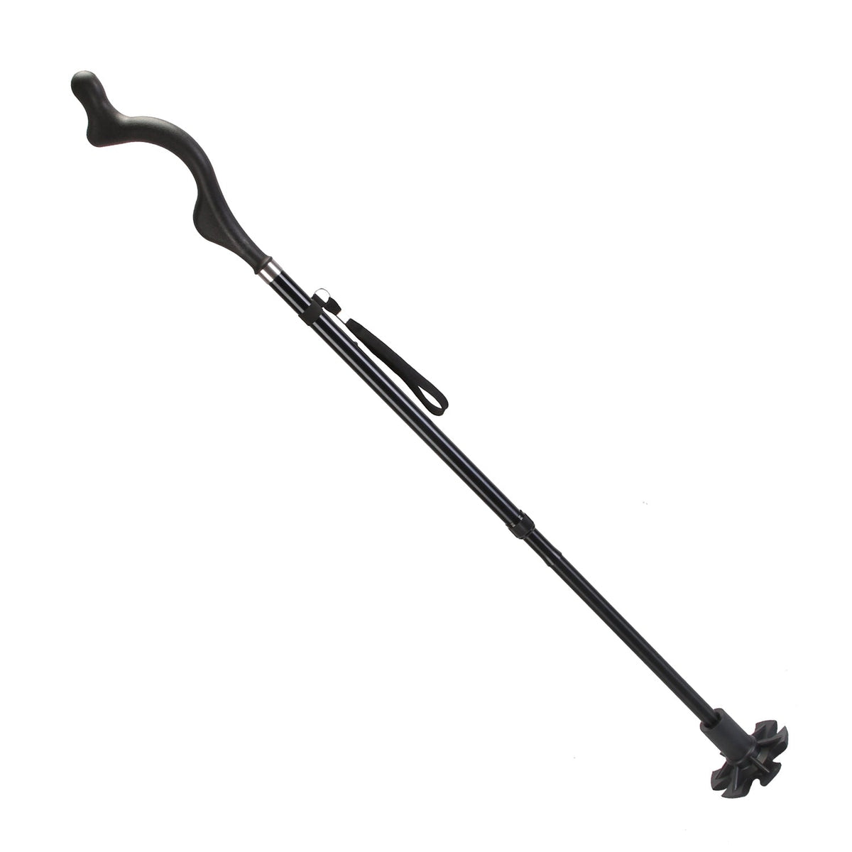 GemGear posture walking cane with curved ergonomic handle, collapsible black shaft, adjustable on Tampa Home & Garden Store