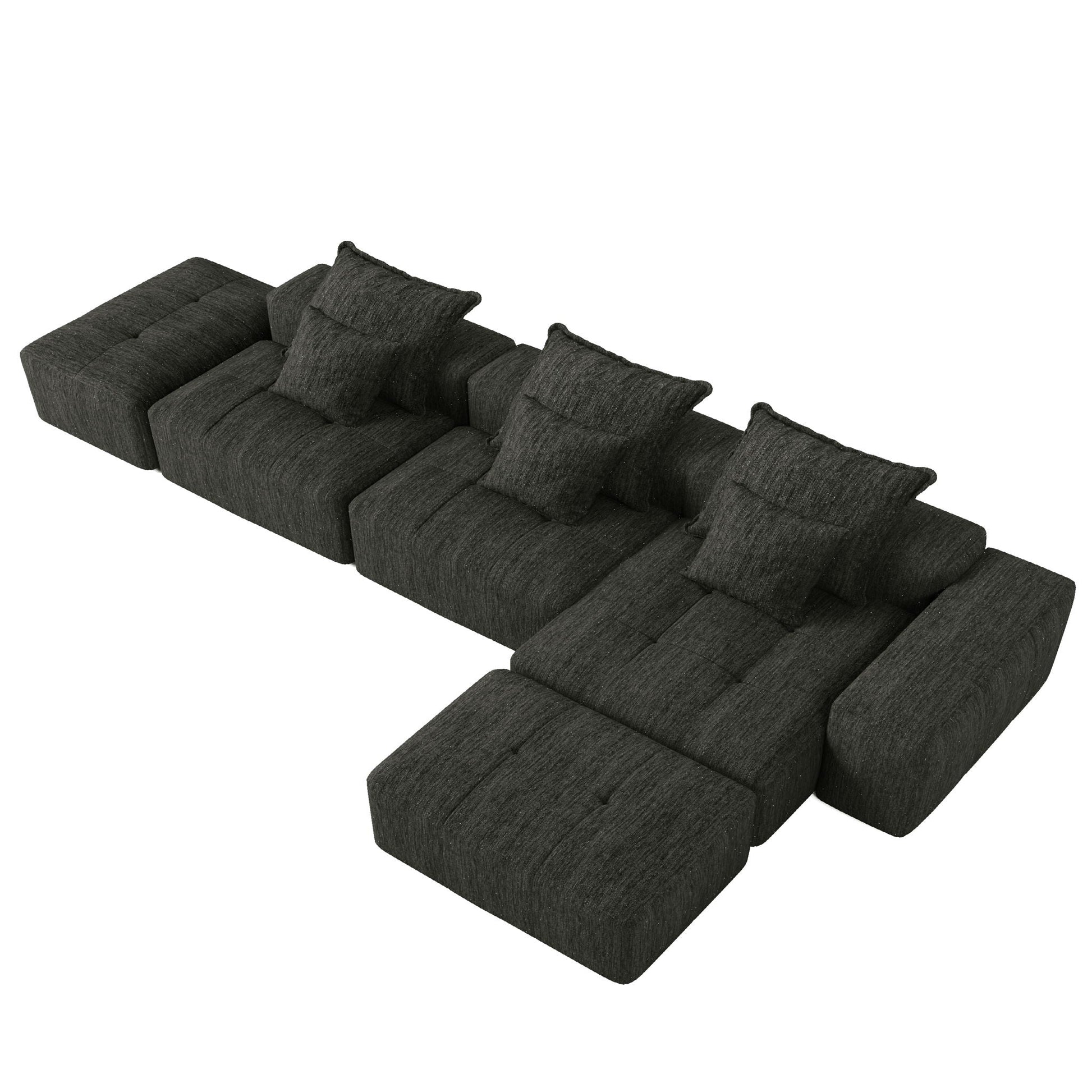 HouseOfZazla modern oversized DIY modular sectional sofa with pillows in charcoal fabric on Tampa Home & Garden Store